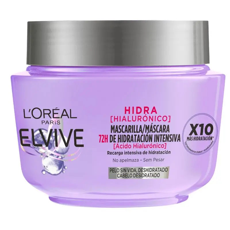 L'Oréal Paris Elvive Hydra Hyaluronic 72H Máscara de Hidratação Intensiva 310 Ml