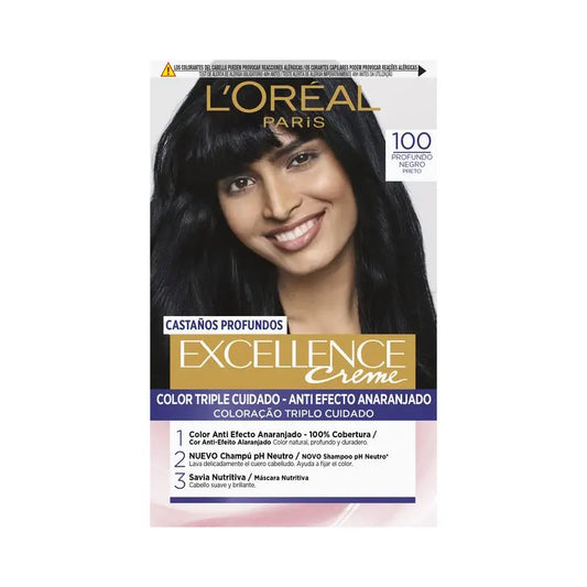 L'Oréal Paris Excellence Deep Auburn Coloração Permanente - Tonalidade 100 Preto Profundo