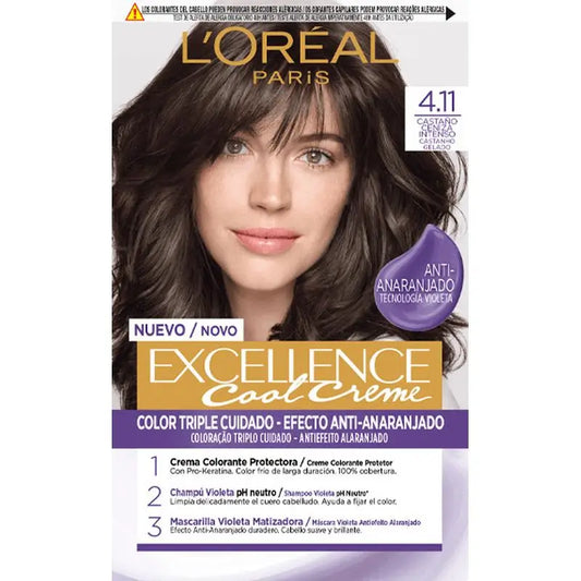 L'Oréal Paris Excellence Cool Creme Coloração Permanente do Cabelo - Tom 4.11 Castanho Acinzentado Intenso