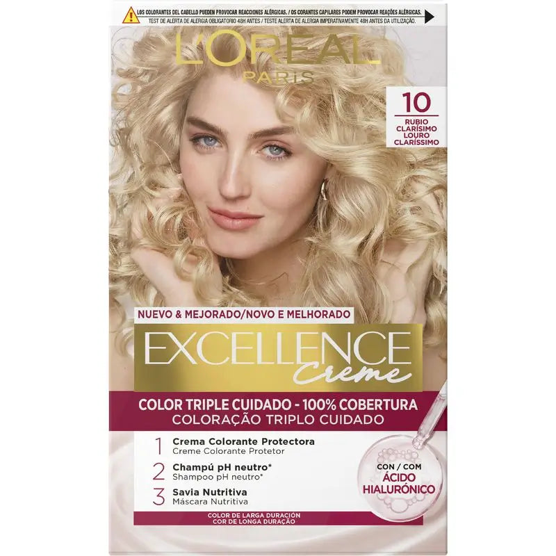 L'Oréal Paris Excellence Creme Permanent Hair Color - Tom 10 Louro Mais Claro