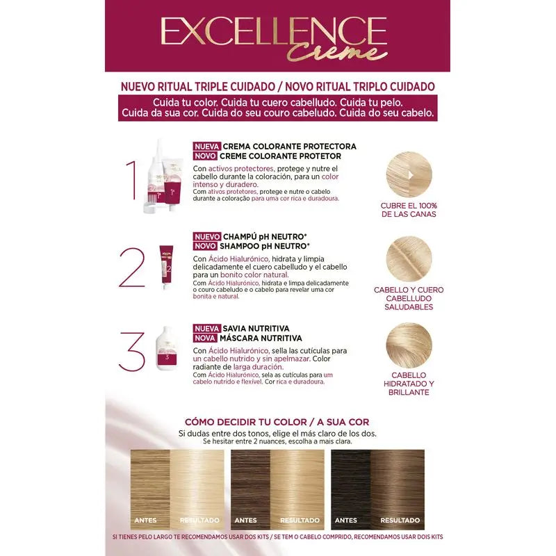 L'Oréal Paris Excellence Creme Permanent Hair Color - Tom 10 Louro Mais Claro