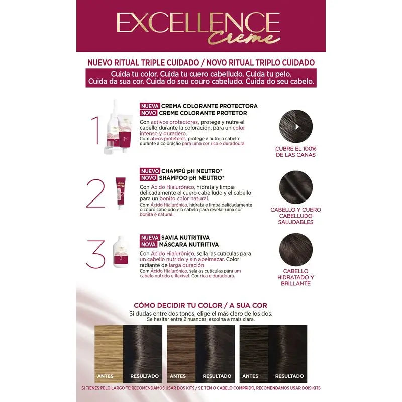 L'Oréal Paris Excellence Creme Permanent Hair Color - Tom 2 Castanho Natural