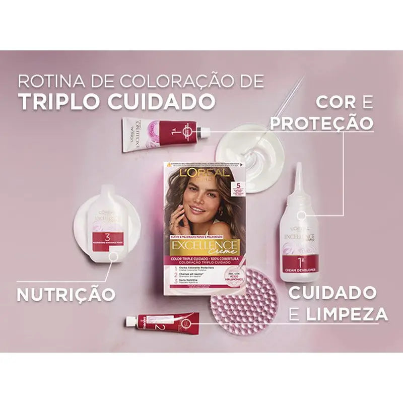 L'Oréal Paris Excellence Creme Permanent Hair Color - Tom 3 Castanho Escuro