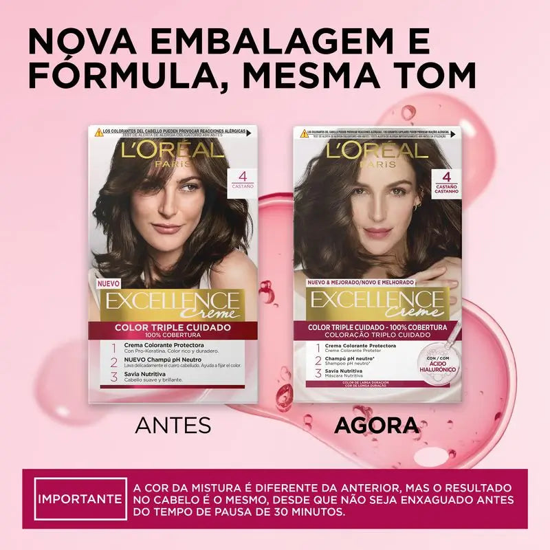 L'Oréal Paris Excellence Creme de coloração permanente - Tom 4.54 Auburn Auburn Cobre