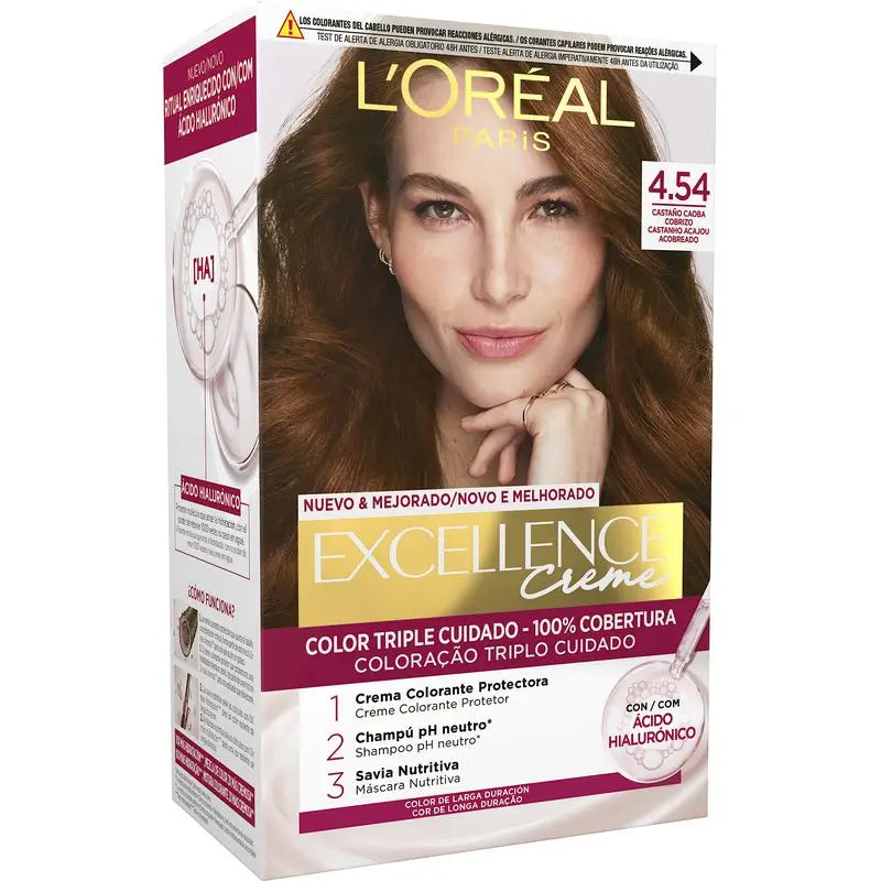 L'Oréal Paris Excellence Creme de coloração permanente - Tom 4.54 Auburn Auburn Cobre