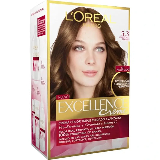 L'Oréal Paris Excellence Creme Permanent Hair Color - Tonalidade 5.3 Praline Chocolate