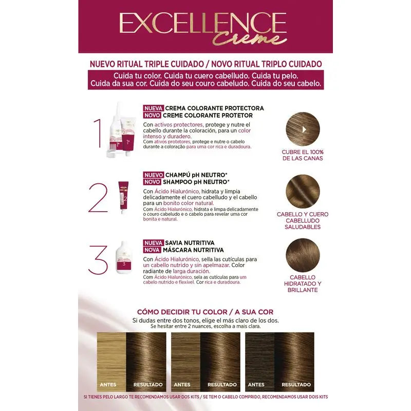 L'Oréal Paris Excellence Creme Permanent Hair Color - Tonalidade 5.3 Praline Chocolate