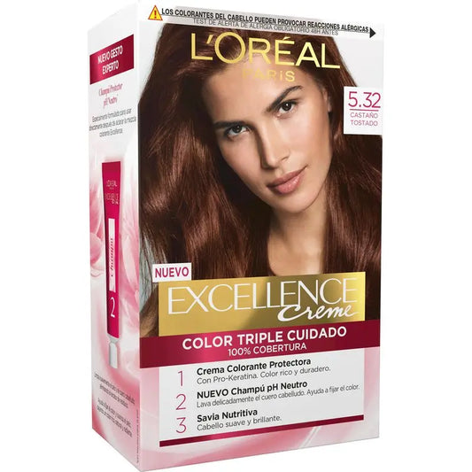 L'Oréal Paris Excellence Creme Permanent Hair Color - Tom 5.32 Castanho torrado