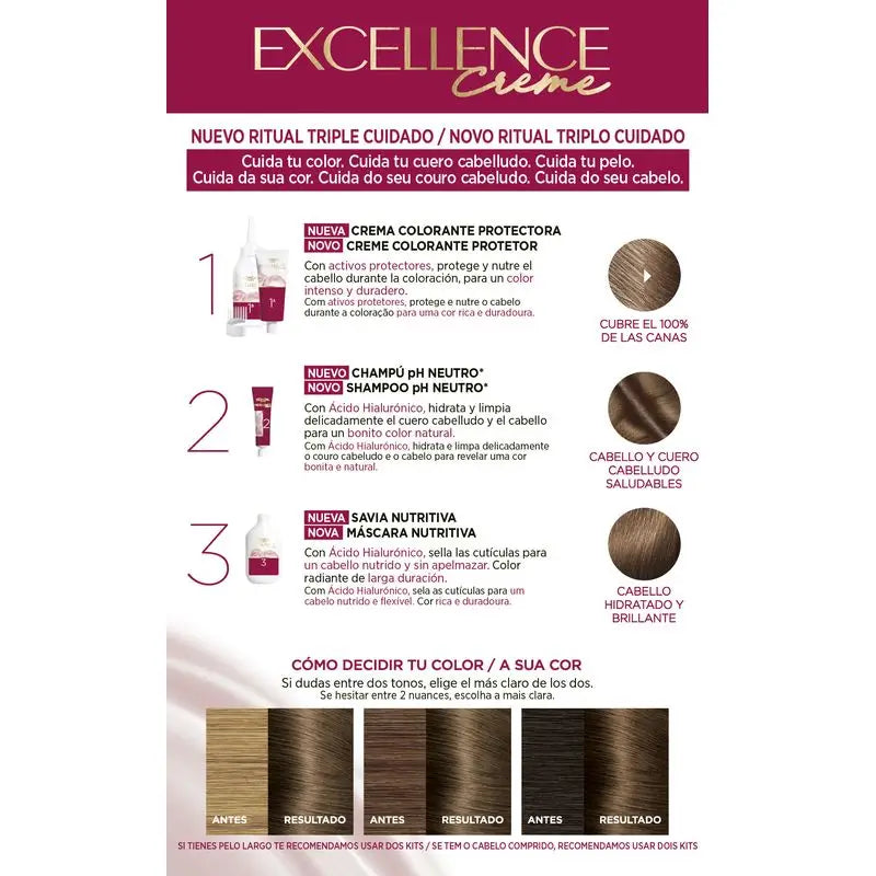 L'Oréal Paris Excellence Creme Permanent Hair Color - Tom 6 Louro Escuro