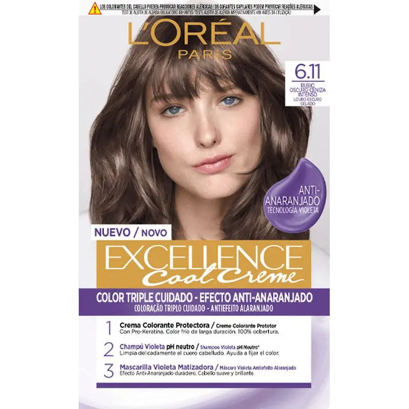 L'Oréal Paris Excellence Creme de coloração permanente - Tom 6.11 Louro escuro acinzentado