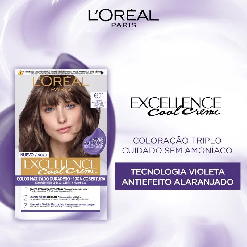 L'Oréal Paris Excellence Creme de coloração permanente - Tom 6.11 Louro escuro acinzentado