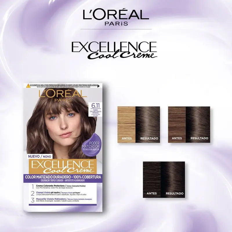 L'Oréal Paris Excellence Creme de coloração permanente - Tom 6.11 Louro escuro acinzentado