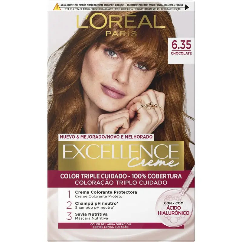 L'Oréal Paris Excellence Creme Permanent Hair Color - Tonalidade 6.35 Chocolate