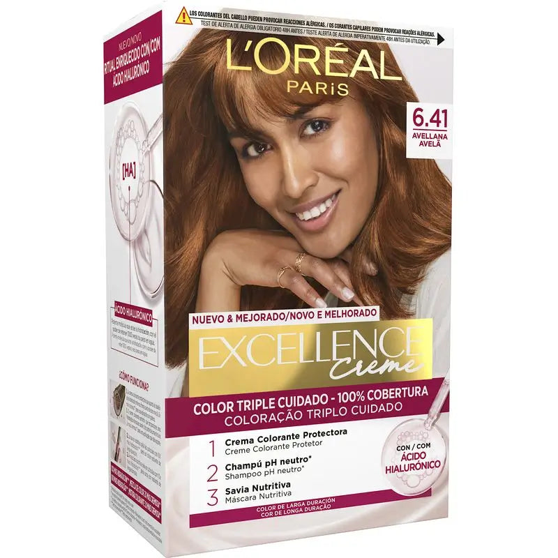 L'Oréal Paris Excellence Creme Permanent Hair Color - Tom 6.41 Avelã