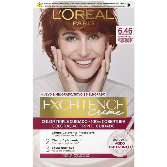 L'Oréal Paris Excellence Creme Permanent Hair Color - Tom 6.46 Louro escuro acobreado