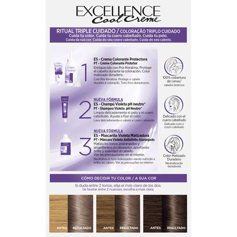 L'Oréal Paris Excellence Creme Permanent Hair Color - Tom 7.11 Louro Acinzentado Intenso