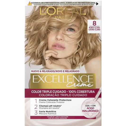 L'Oréal Paris Excellence Creme Permanent Hair Color - Tom 8 Louro Claro