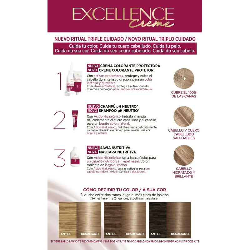 L'Oréal Paris Excellence Creme Permanent Hair Color - Tom 8.1 Louro Acinzentado Claro