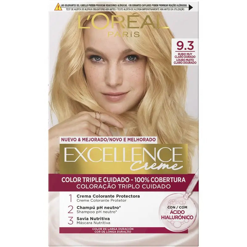 L'Oréal Paris Excellence Creme Permanent Hair Color - Tom 9.3 Louro Dourado Muito Claro