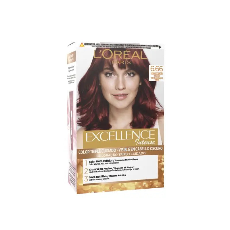 L'Oréal Paris Excellence Intense Permanent Hair Color - Tom 6.66 Vermelho Escarlate