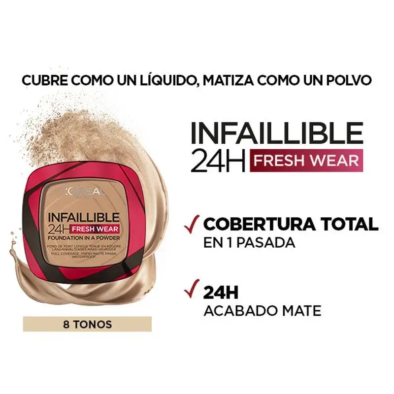 L'Oréal Paris Infallible 24H Long Lasting Matte Compact Powder Shade 140 Golden Beige For Medium Skins