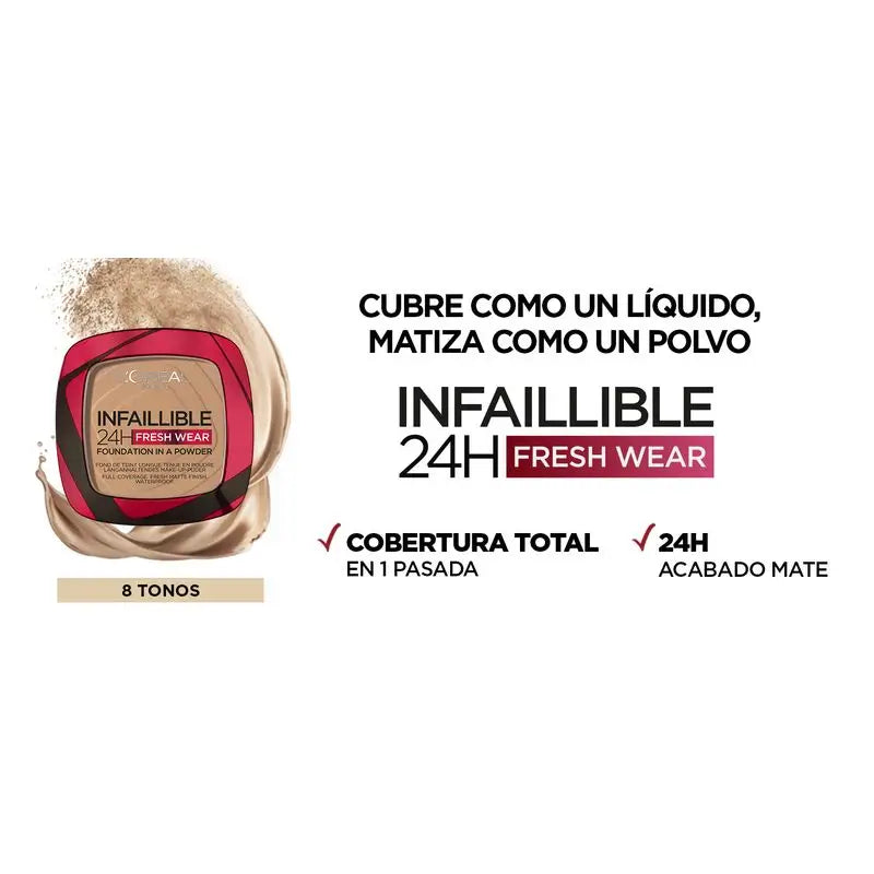 L'Oréal Paris Infallible 24H Long Lasting Matte Compact Powder Shade 140 Golden Beige For Medium Skins