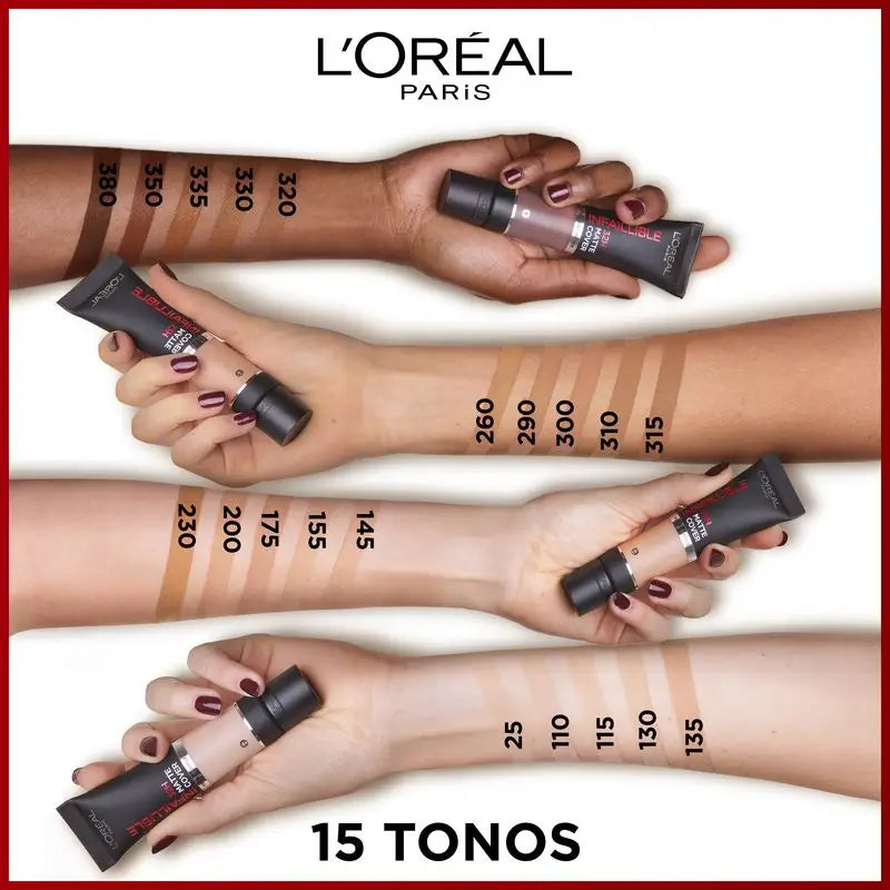 L'Oréal Paris Infallible 32H Matte Cover Base Alta Cobertura Matte 135 Vanille Éclat Com Niacinamida, Spf25, Resistente à Água