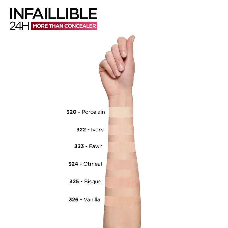 L'Oréal Paris Infallible More Than Concealer Corretor de Cobertura Total, Sombra 324 Aveia/Avoina, 11 Ml