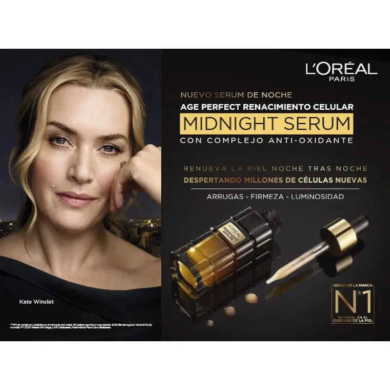 L'Oréal Paris Sérum da Meia-Noite Age Perfect Cellular Revival, Com Complexo Antioxidante, Sérum Facial de Noite