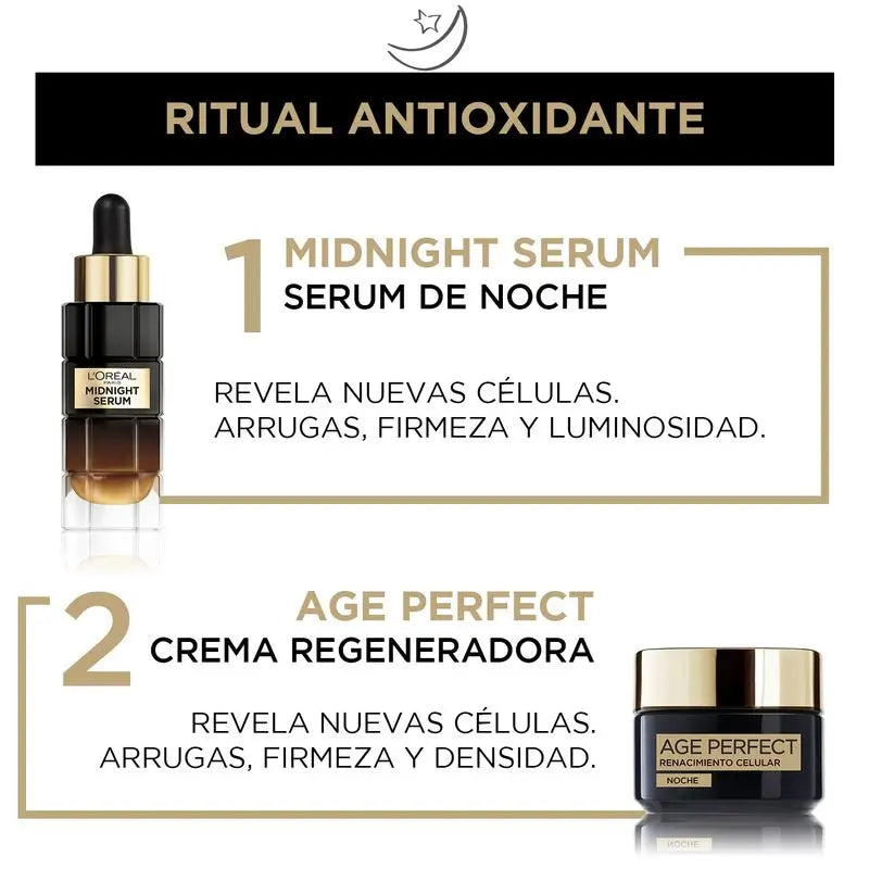 L'Oréal Paris Sérum da Meia-Noite Age Perfect Cellular Revival, Com Complexo Antioxidante, Sérum Facial de Noite