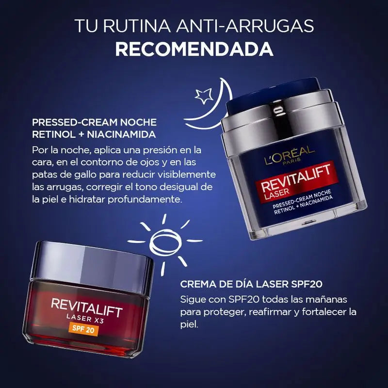 L'Oréal Paris Creme de Noite L'Oréal Paris Pressed Laser Revitalift com Retinol + Niacidamida Formato Dose Única, 50Ml