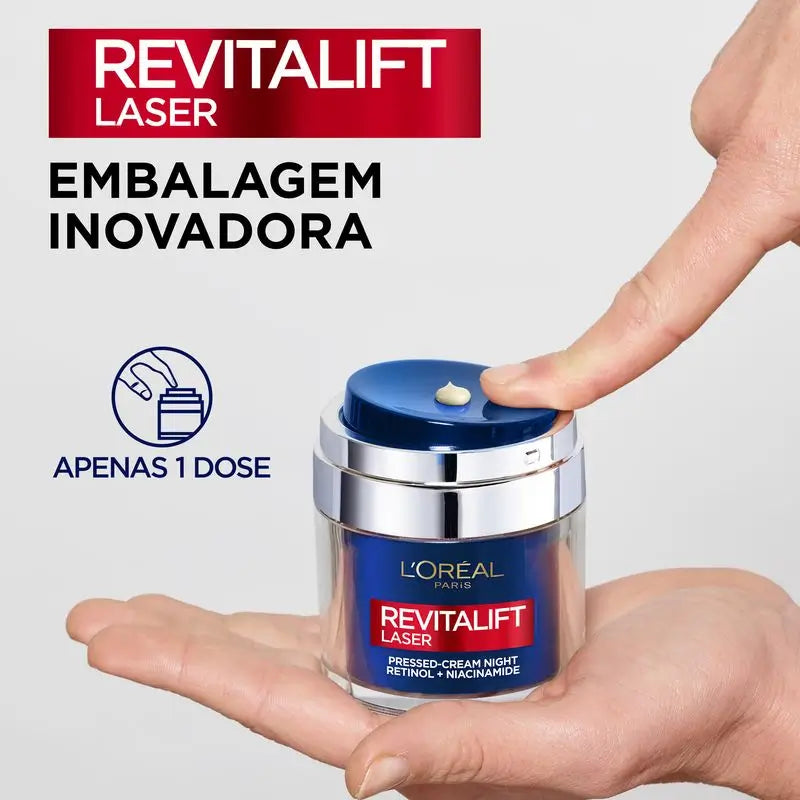 L'Oréal Paris Creme de Noite L'Oréal Paris Pressed Laser Revitalift com Retinol + Niacidamida Formato Dose Única, 50Ml