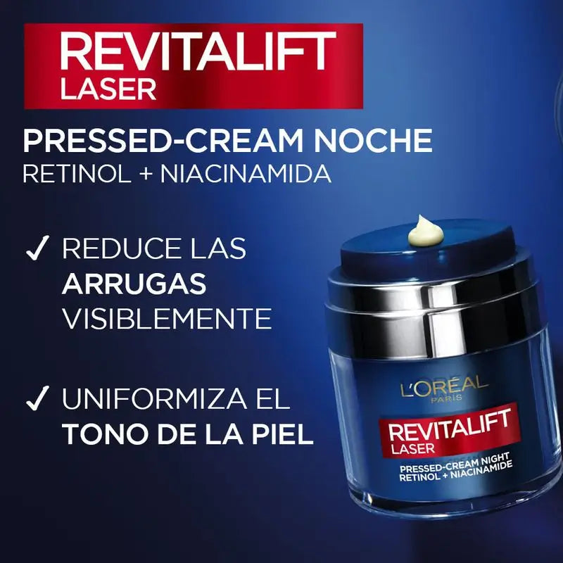 L'Oréal Paris Creme de Noite L'Oréal Paris Pressed Laser Revitalift com Retinol + Niacidamida Formato Dose Única, 50Ml