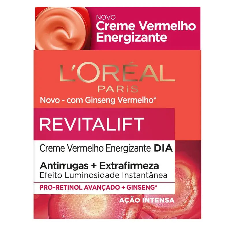 L'Oréal Paris Revitalift Creme de Dia Vermelho Energizante - Com Ginseng Vermelho - 50 Ml