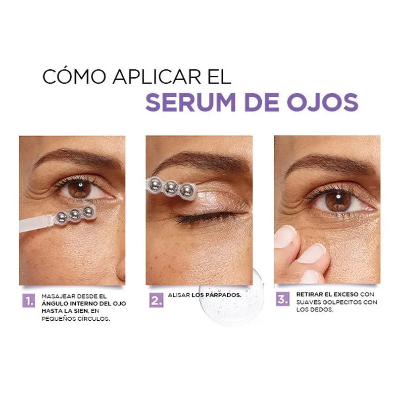 L'Oréal Paris Revitalift Filler Sérum para os Olhos: 2,5% Ácido Hialurónico e Cafeína, Roll-On Triplo