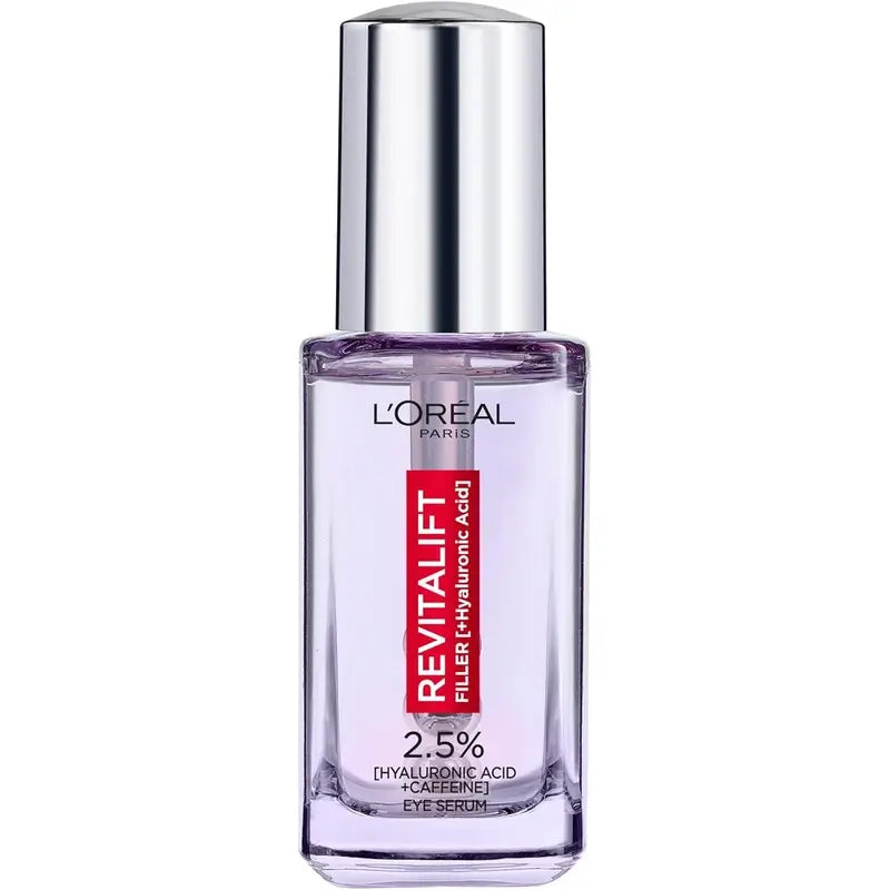 L'Oréal Paris Revitalift Filler Sérum para os Olhos: 2,5% Ácido Hialurónico e Cafeína, Roll-On Triplo