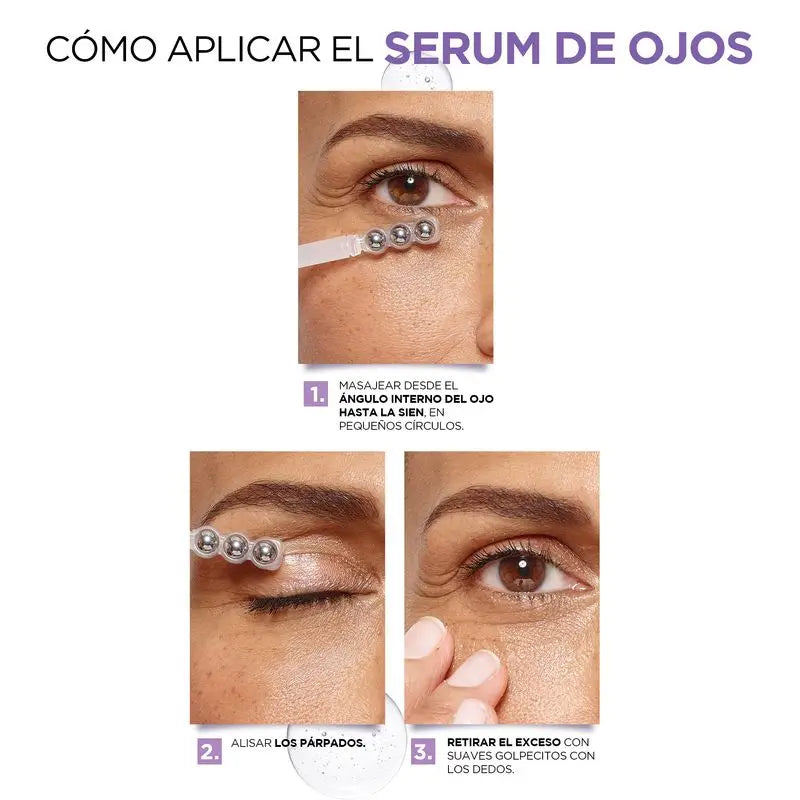 L'Oréal Paris Revitalift Filler Sérum para os Olhos: 2,5% Ácido Hialurónico e Cafeína, Roll-On Triplo