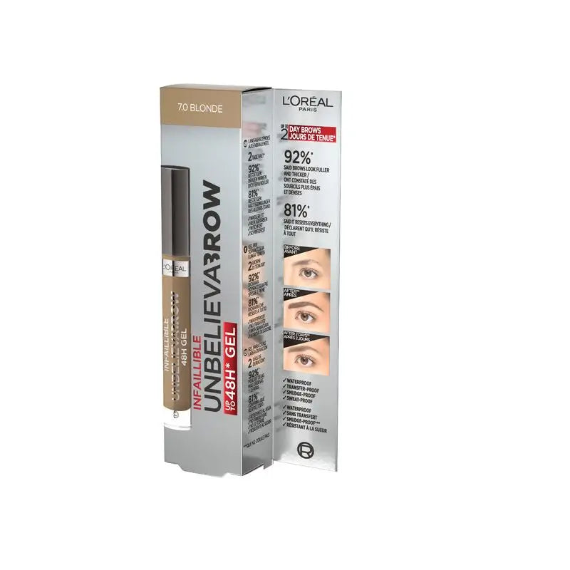 L'Oréal Paris Unbelieva Brow Gel Gel de longa duração para sobrancelhas 7.0 Blonde