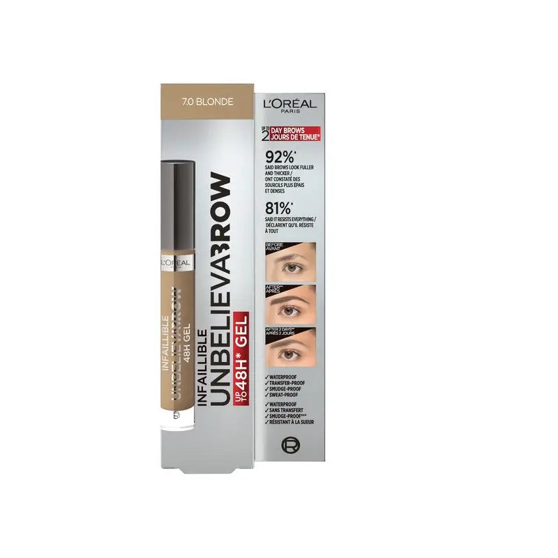 L'Oréal Paris Unbelieva Brow Gel Gel de longa duração para sobrancelhas 7.0 Blonde