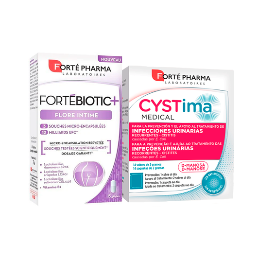 Forté Pharma Intimate Pack Cystima Medical 14 saquetas + Fortebiotic+ Flora Íntima 15 cápsulas