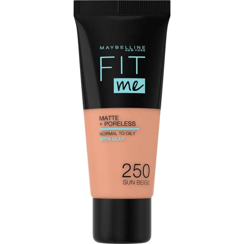 Maybelline New York Fit Me Matte and Refine Makeup Foundation Shade 250 Sun Beige Calca A Tu Tono Y Textura Pieles Medias - 30Ml