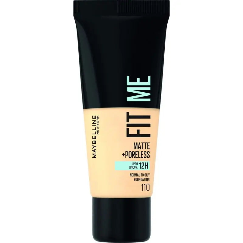 Maybelline New York Fit Me Matte and Refine Foundation, tonalidade 110, que corresponde ao seu tom de pele claro e à sua textura, 30ML