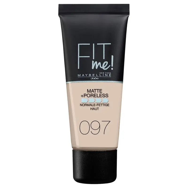 Maybelline New York Fit Me Matte & Refine Foundation Shade 97 Natural Porcelain, Textura Muito Ligeira - 30Ml