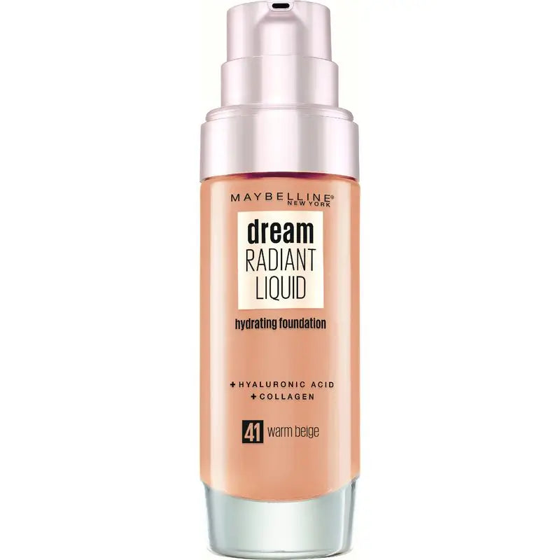 Maybelline New York Dream Radiant Liquid Shade 41 Warm Beige. Base Hidratante, Pele Clara - 30Ml