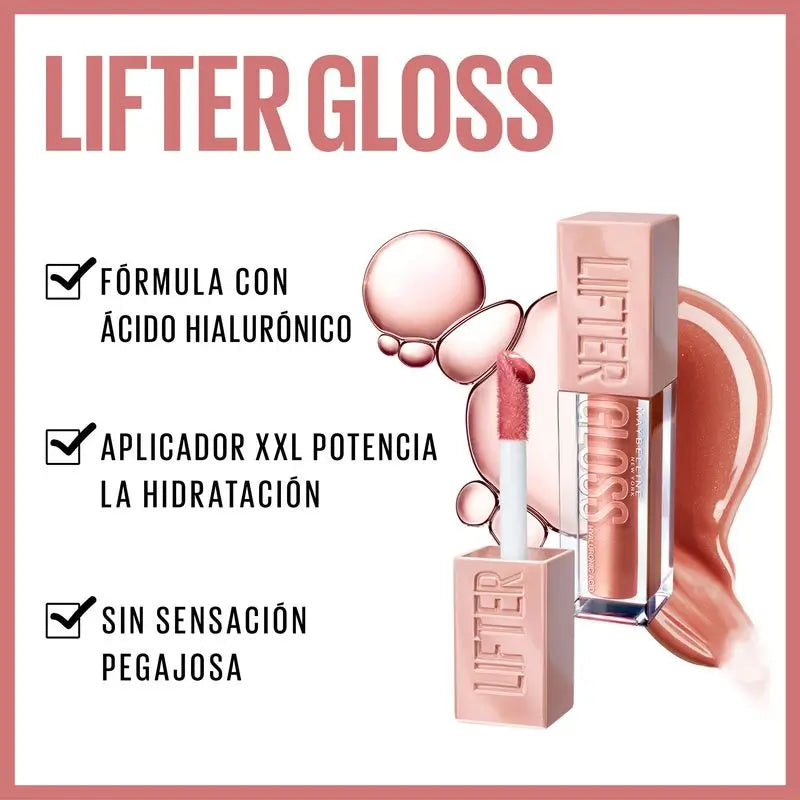 Maybelline New York Lifter Gloss Brilho Labial Sombra 02 Ice. Hidratação intensa e lábios preenchidos.