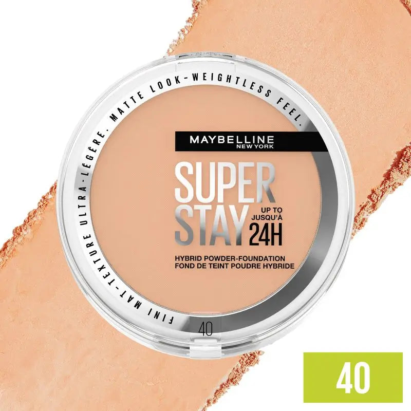 Maybelline New York Superstay Hybrid 24H Powder Foundation, Super Cobertura, Super Leve, Até 24 horas, Tonalidade 30