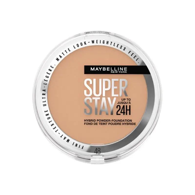 Maybelline New York Superstay Hybrid 24H Powder Foundation, Super Cobertura, Super Leve, Até 24 horas, Tonalidade 48