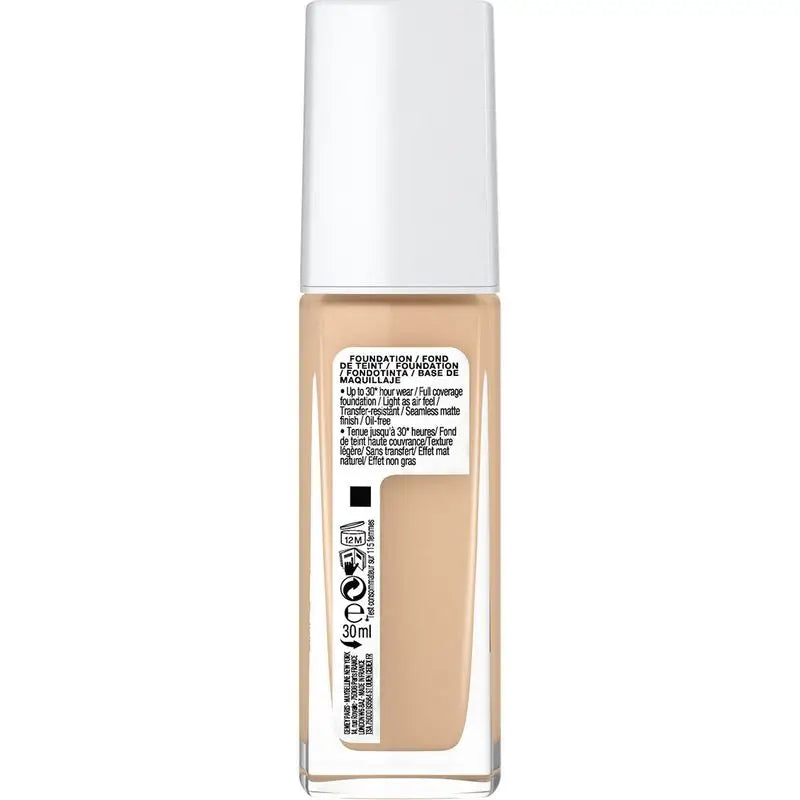 Maybelline New York Superstay Activewear 30H Base de longa duração e de cobertura elevada. Sombra 22 Light Basque