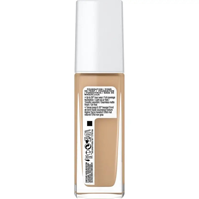 Maybelline New York Superstay Activewear 30H Base de longa duração e alta cobertura. Sombra 31 Warm Nude.