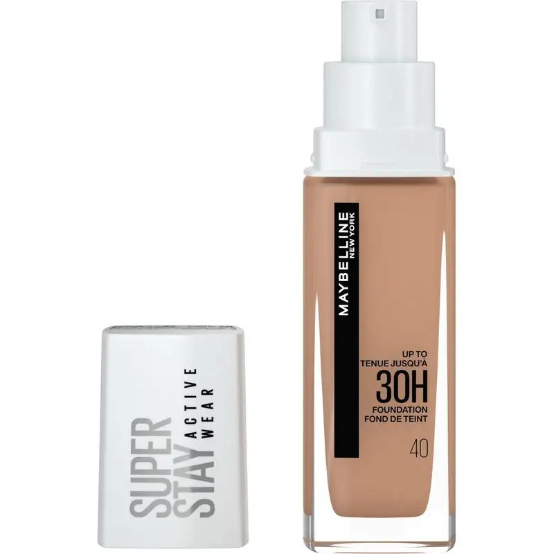 Maybelline New York Superstay Activewear 30H Base de longa duração e alta cobertura. Sombra 40 Fawn.